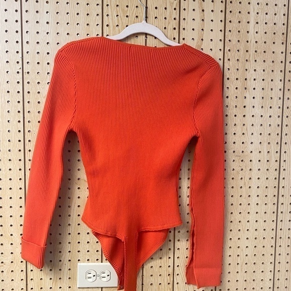 Missguided Orange Ribbed Bodysuit - Picture 2 of 3